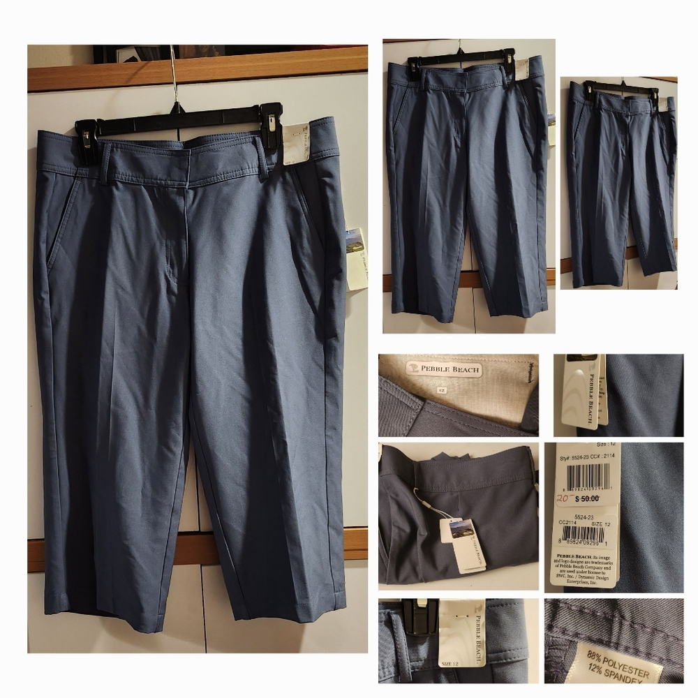 NWT- Pebble Beach Golf Capri Performance Pants Size 12. 👖 Blue